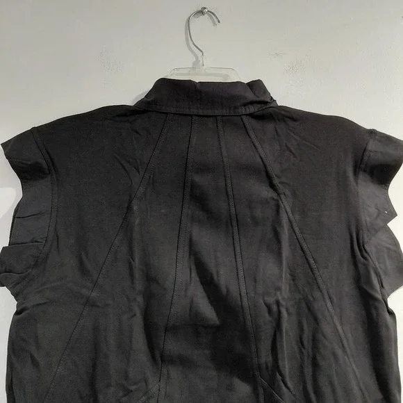 Womens Black Collared Sleeveless Shirt Dress Ruffle Hem Size L - Picture 7 of 13